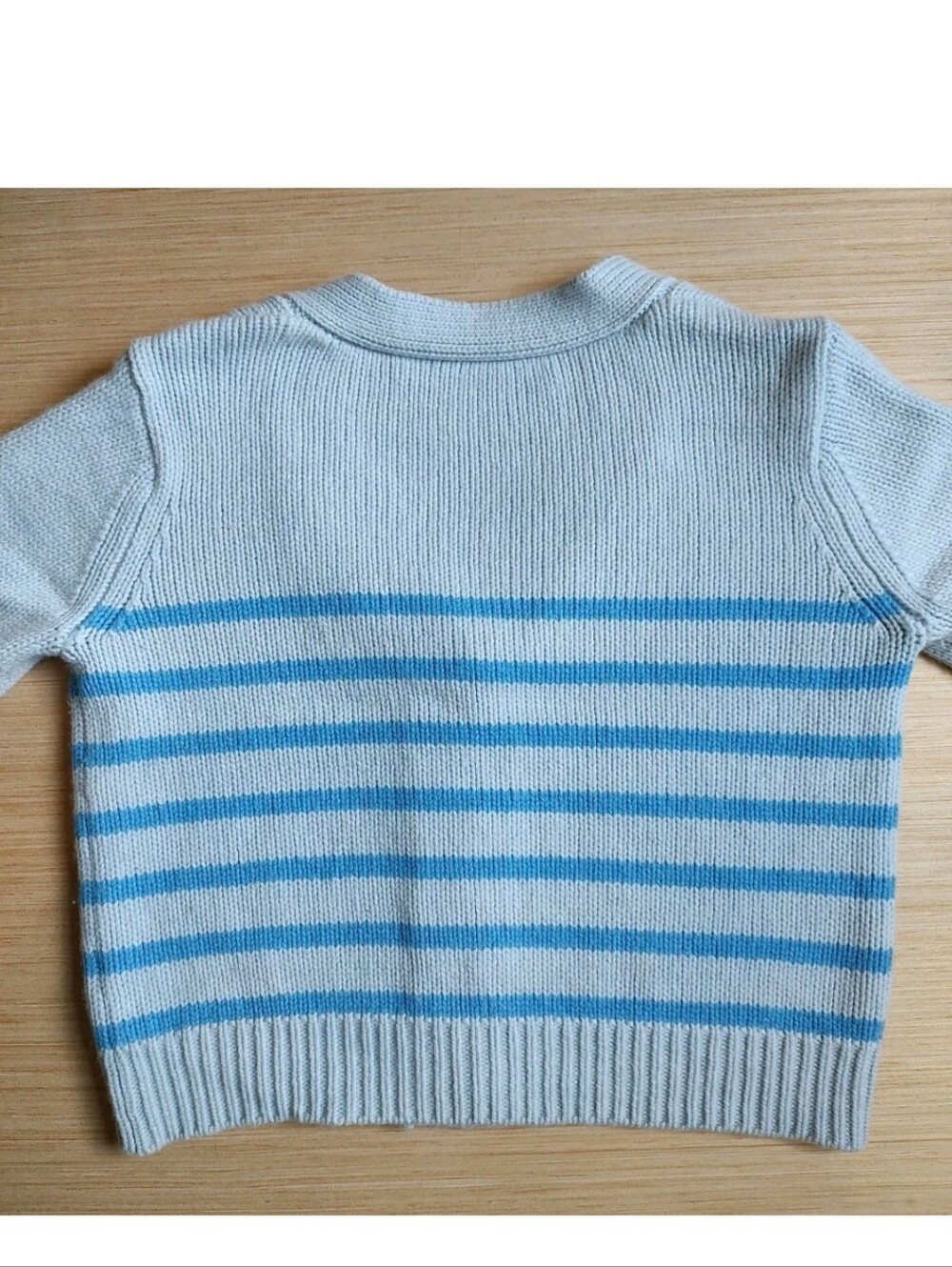 LA Ligne Mini Marin Striped Cardigan Wool Cashmere Blue Buttons Chunky Crop M - Picture 14 of 16